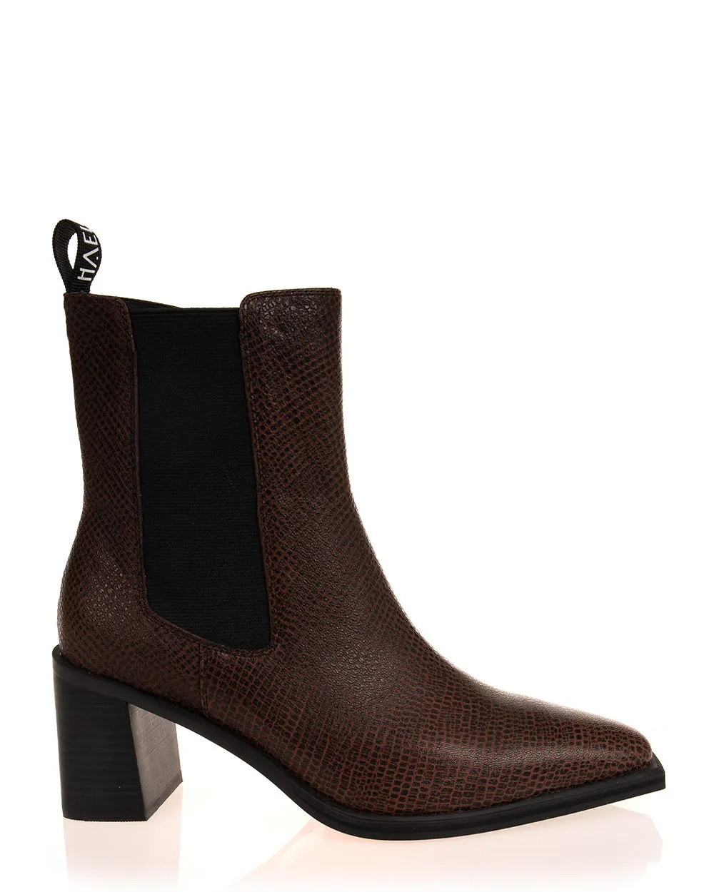 Hael & Jax Harry Choc Lizaro Leather Ankle Boot