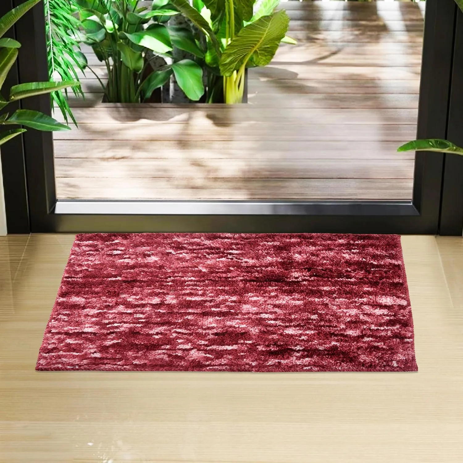 Heart Home Door Mat | Multi Riyal Doormat | Microfiber Entrance Mat | Entry Doormat | Office Entrance Door Mat | Door Mat for Home | Door Mat for Living | Pack of 2 | Maroon