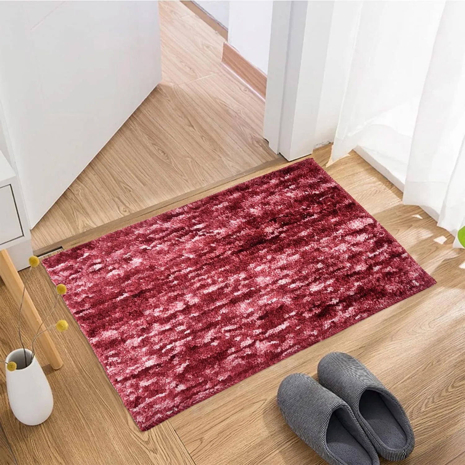 Heart Home Door Mat | Multi Riyal Doormat | Microfiber Entrance Mat | Entry Doormat | Office Entrance Door Mat | Door Mat for Home | Door Mat for Living | Pack of 2 | Maroon