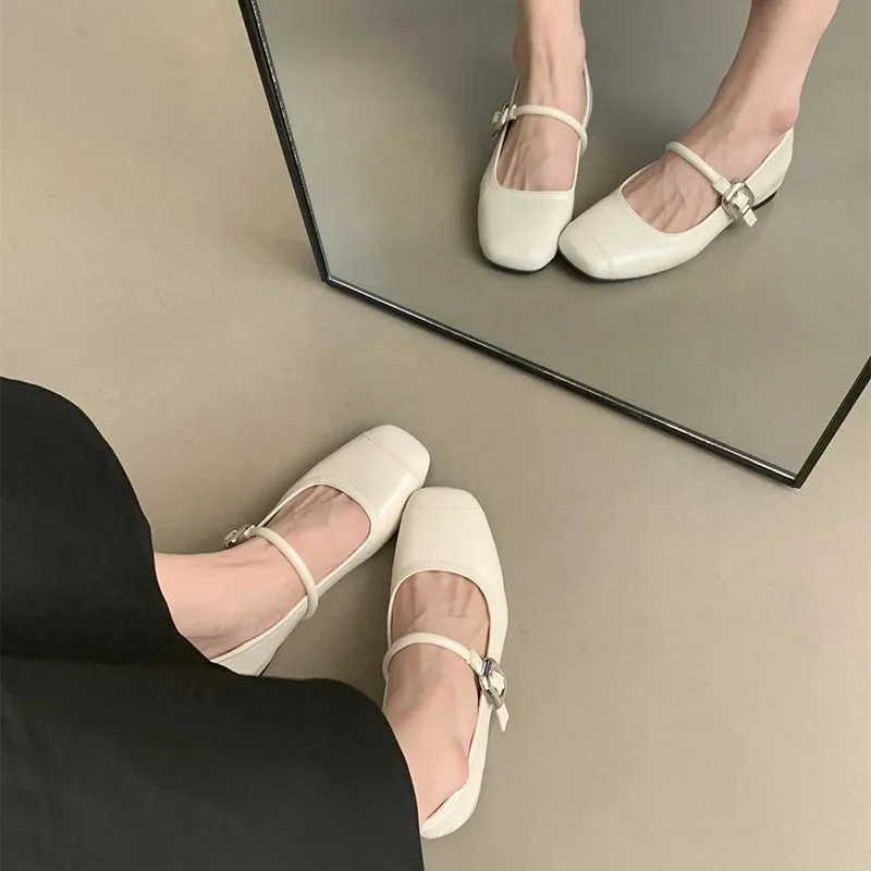 Hnzxzm Rome Style Women Silvery Mary Jane Shoes Fashion Shallow Buckle Ladies Comfort Wedding Party Internal Elevation Footwear