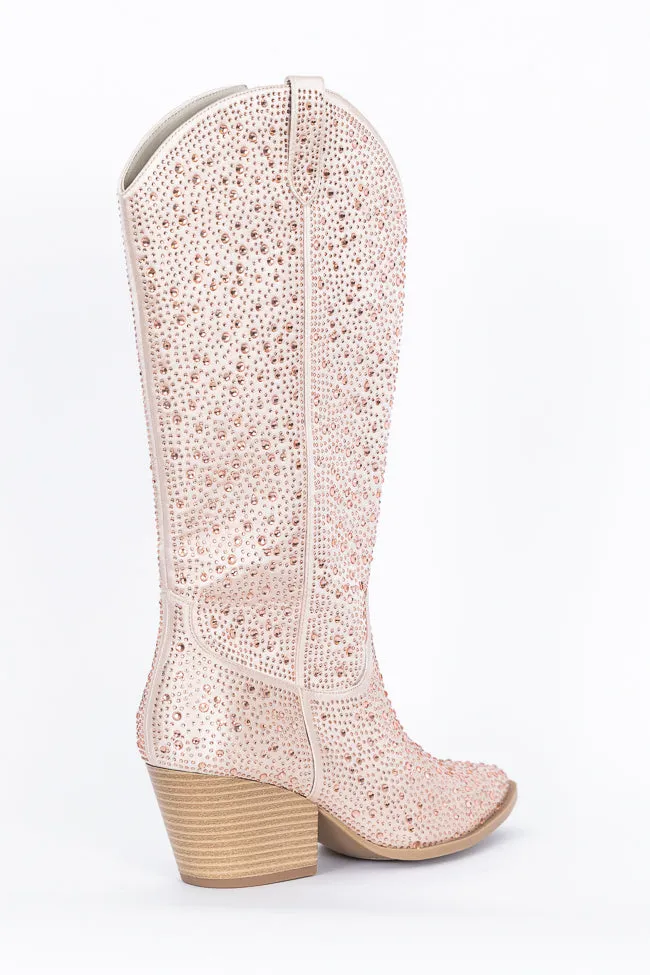 June Taupe Rhinestone Boots