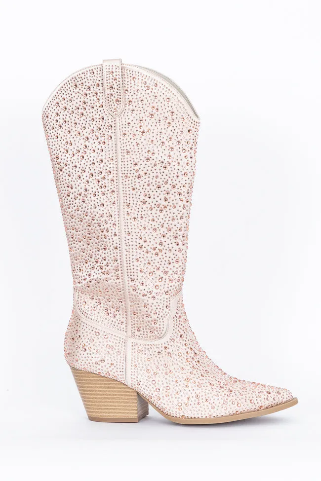 June Taupe Rhinestone Boots