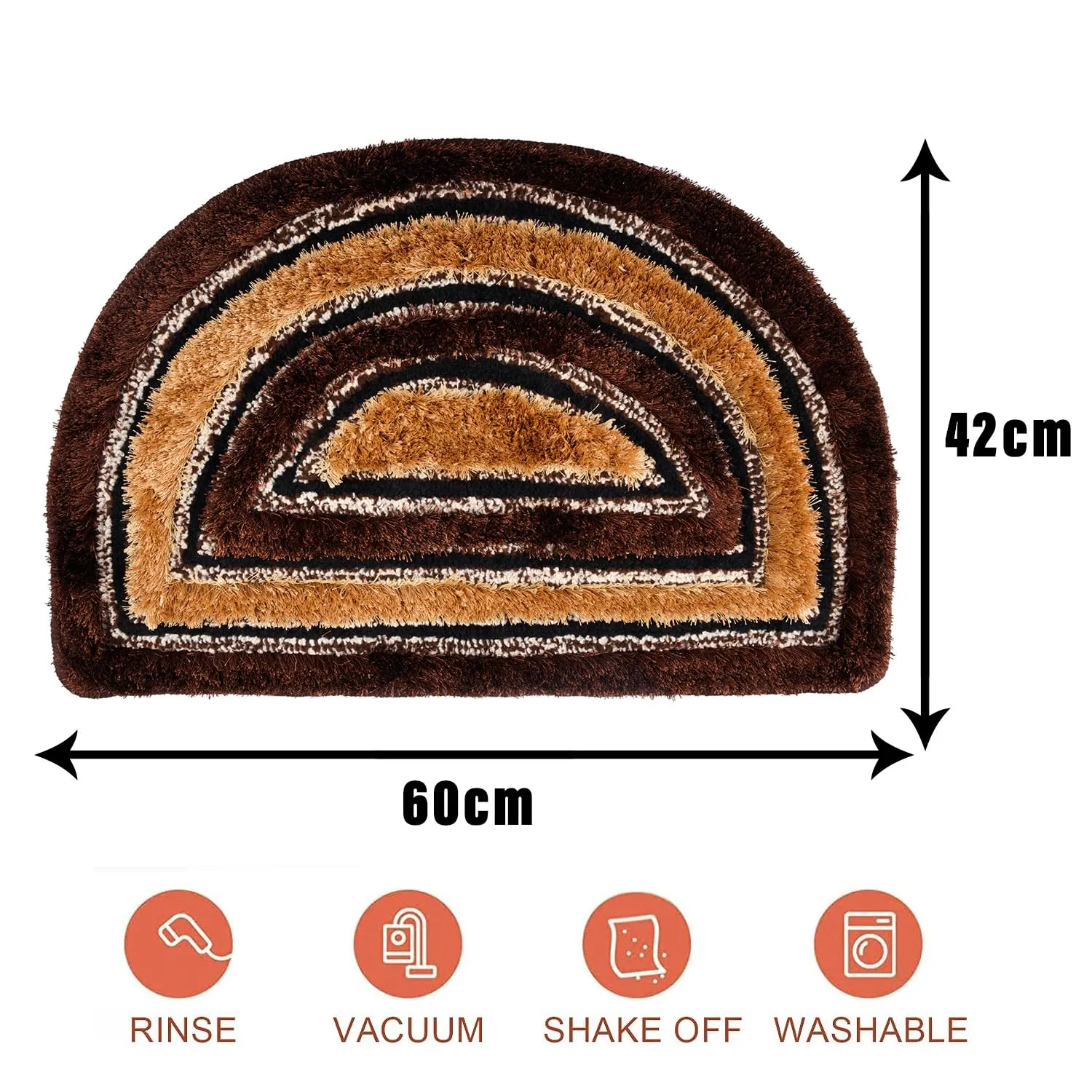 Kuber Industries Door Mat | D Shape Fur Doormat | Microfiber Entrance Mat | Entry Doormat | Office Entrance Door Mat | Door Mat for Home | Door Mat for Living | Golden & Brown