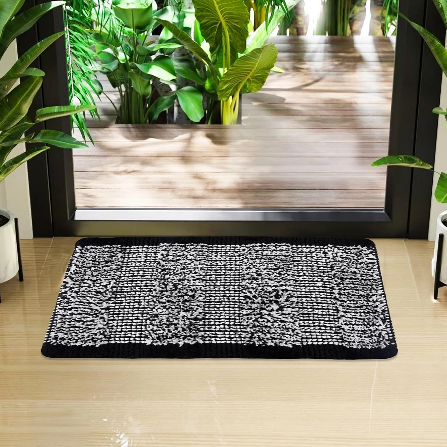 Kuber Industries Door Mat | White Cut Loop Doormat | Microfiber Entrance Mat | Entry Doormat | Office Entrance Door Mat | Door Mat for Home | Door Mat for Living | Pack of 2 | Multi