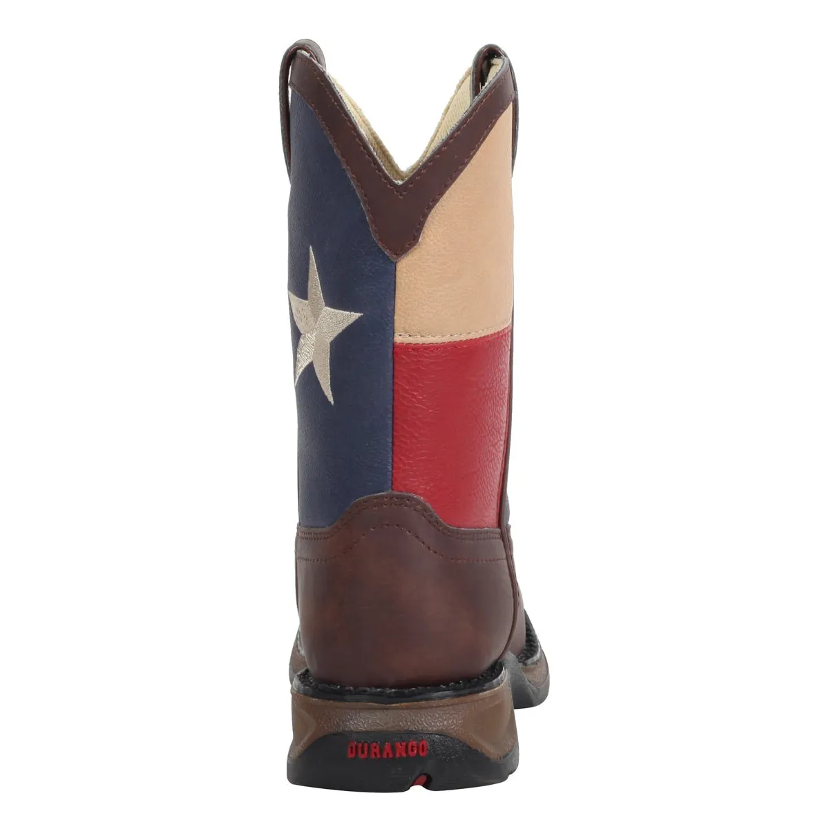 Lil' Durango Kids Boys Brown Faux Leather Texas Flag Pull-On Cowboy Boots