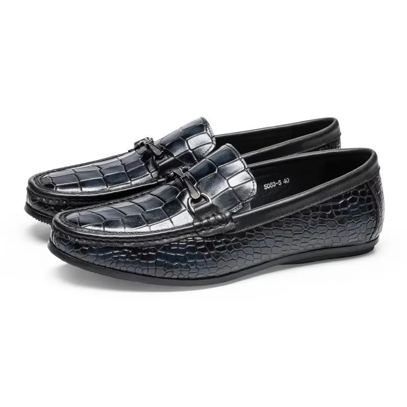 LuxeCroco Modish Metal Toe Slip On Loafers