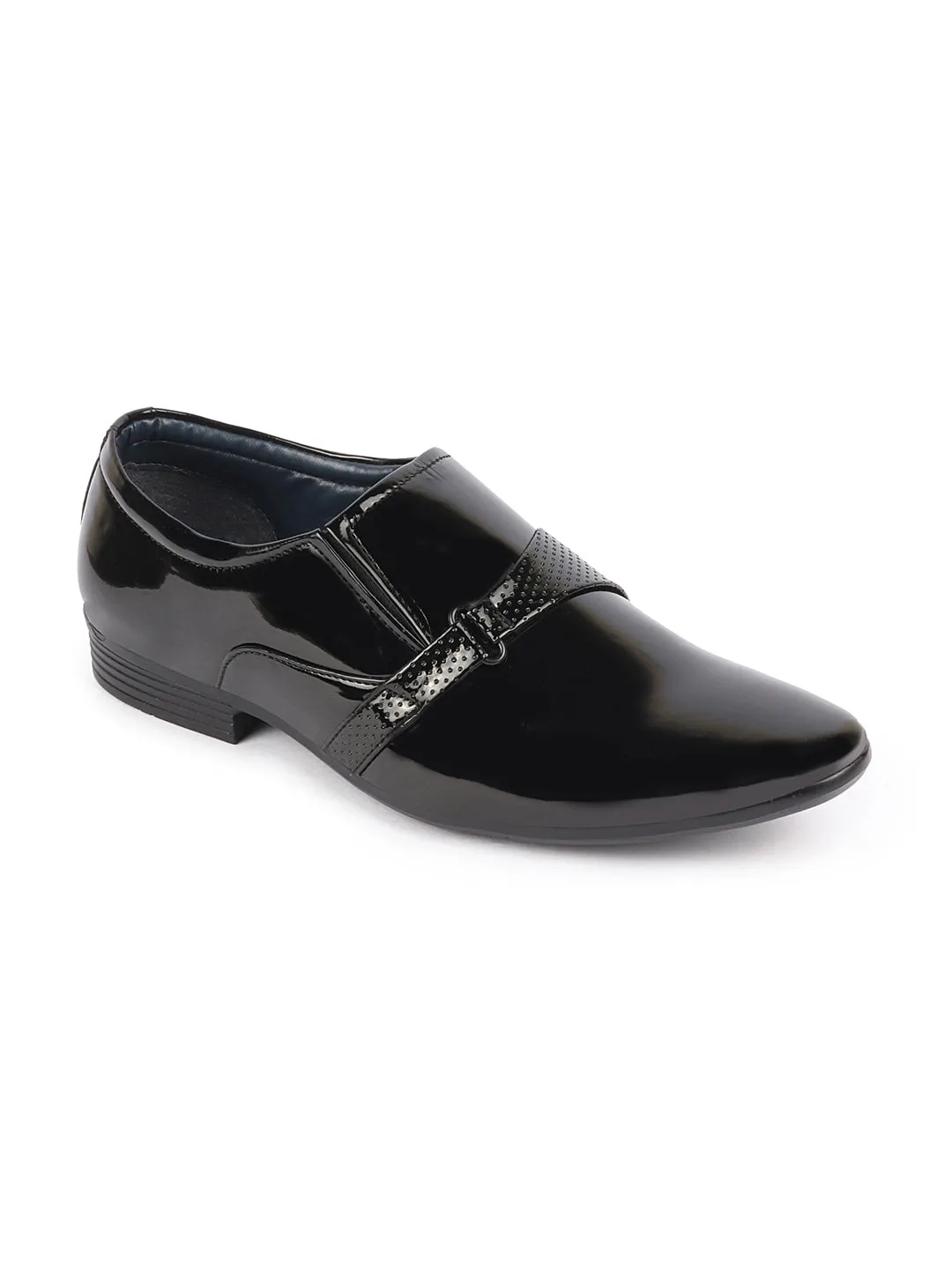 Men Black Patent Leather Shine Buckle Strap Party Wedding Dress Tuxedo Slip On Shoes