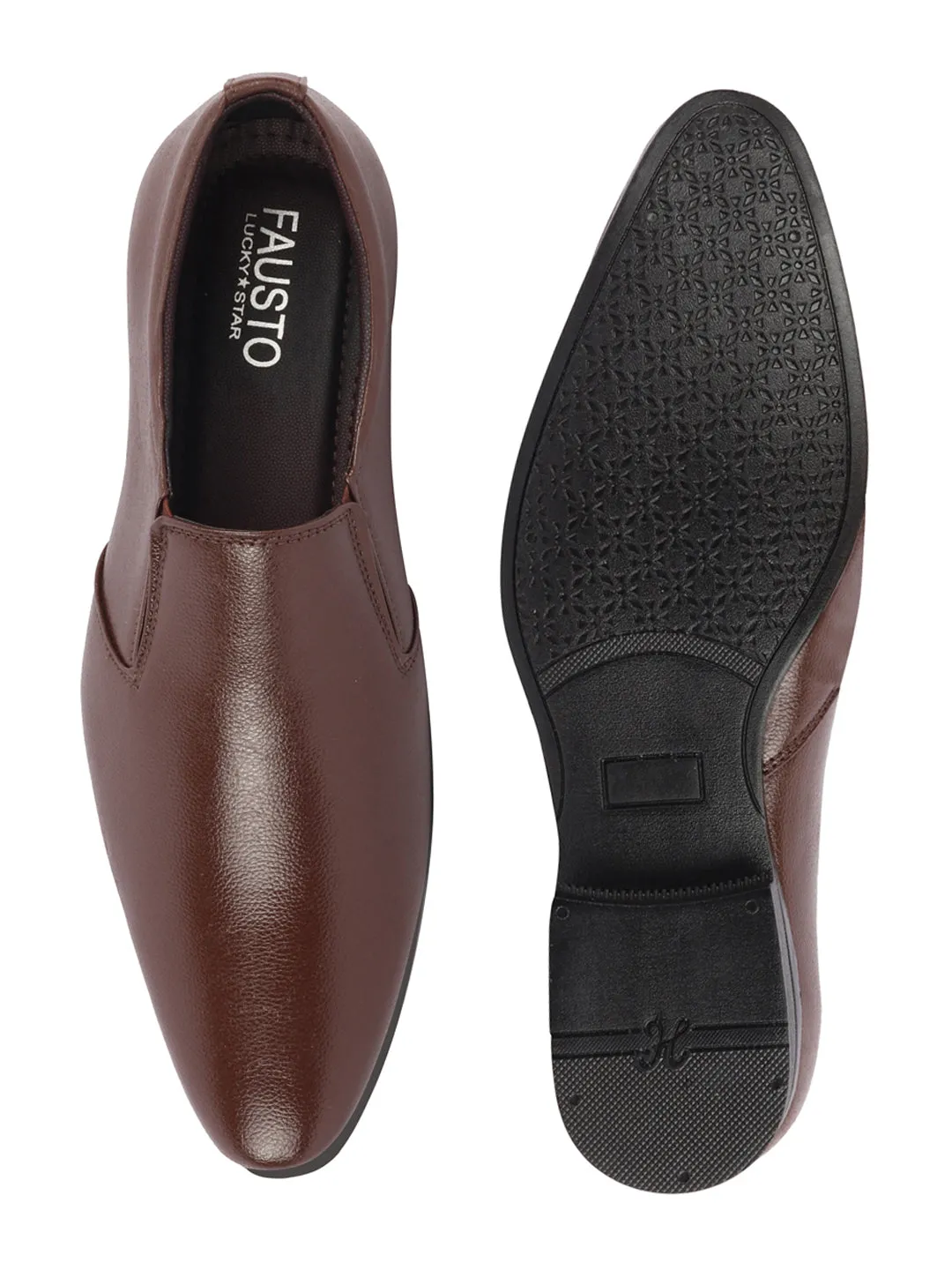 Men Brown Formal Office Slip On Shoes