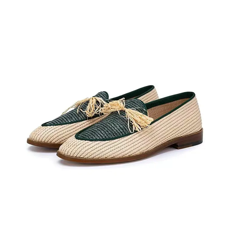 Men's Linen Tassel Loafers