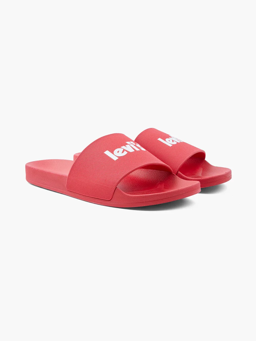 Men's Red Logo Printed Slides