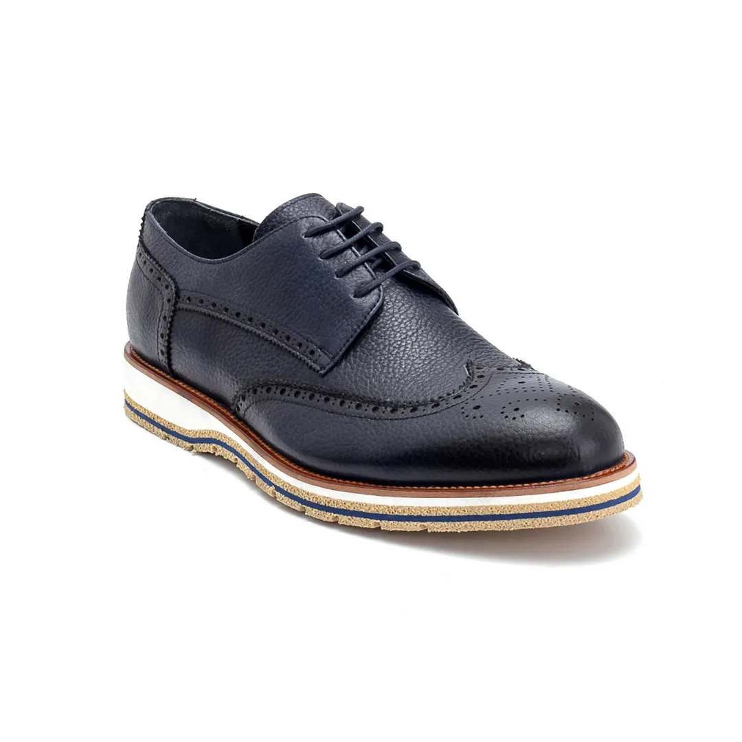 Navy Blue Men Casual Leather Shoe