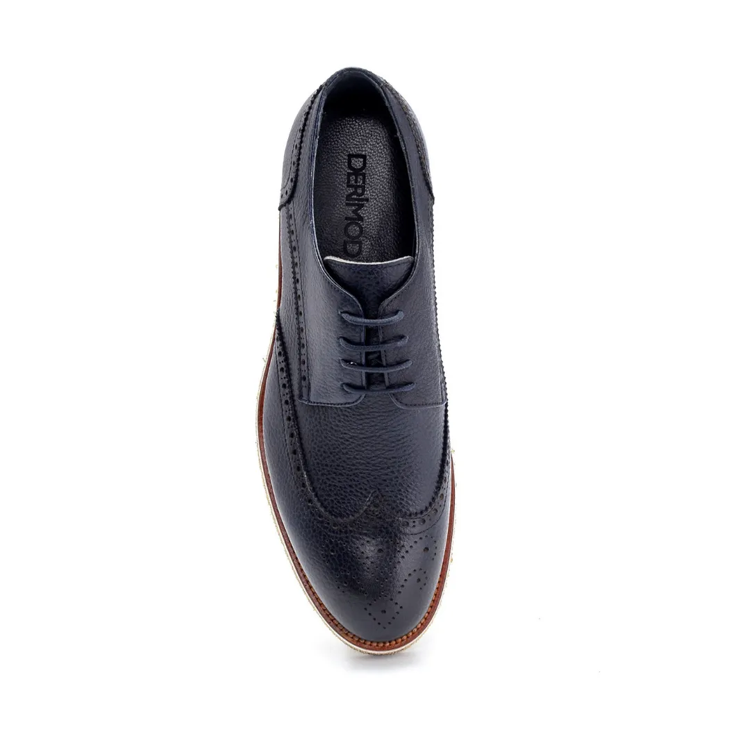 Navy Blue Men Casual Leather Shoe