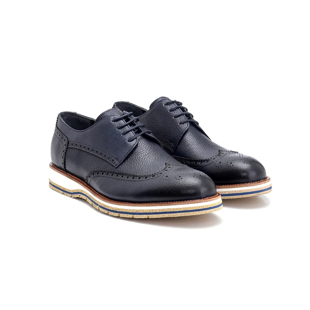 Navy Blue Men Casual Leather Shoe