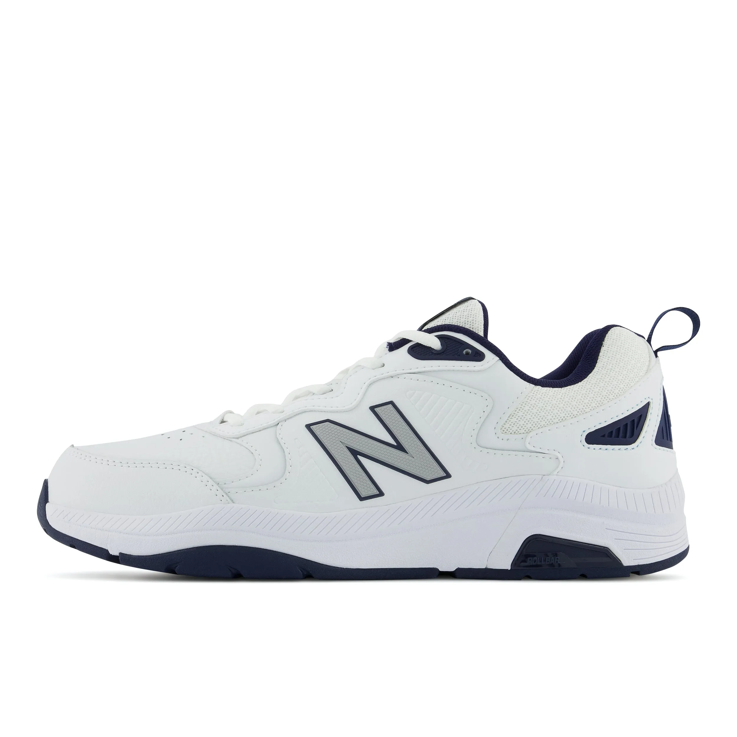 New Balance Men's MX857v3 in White with Navy and Rain Cloud