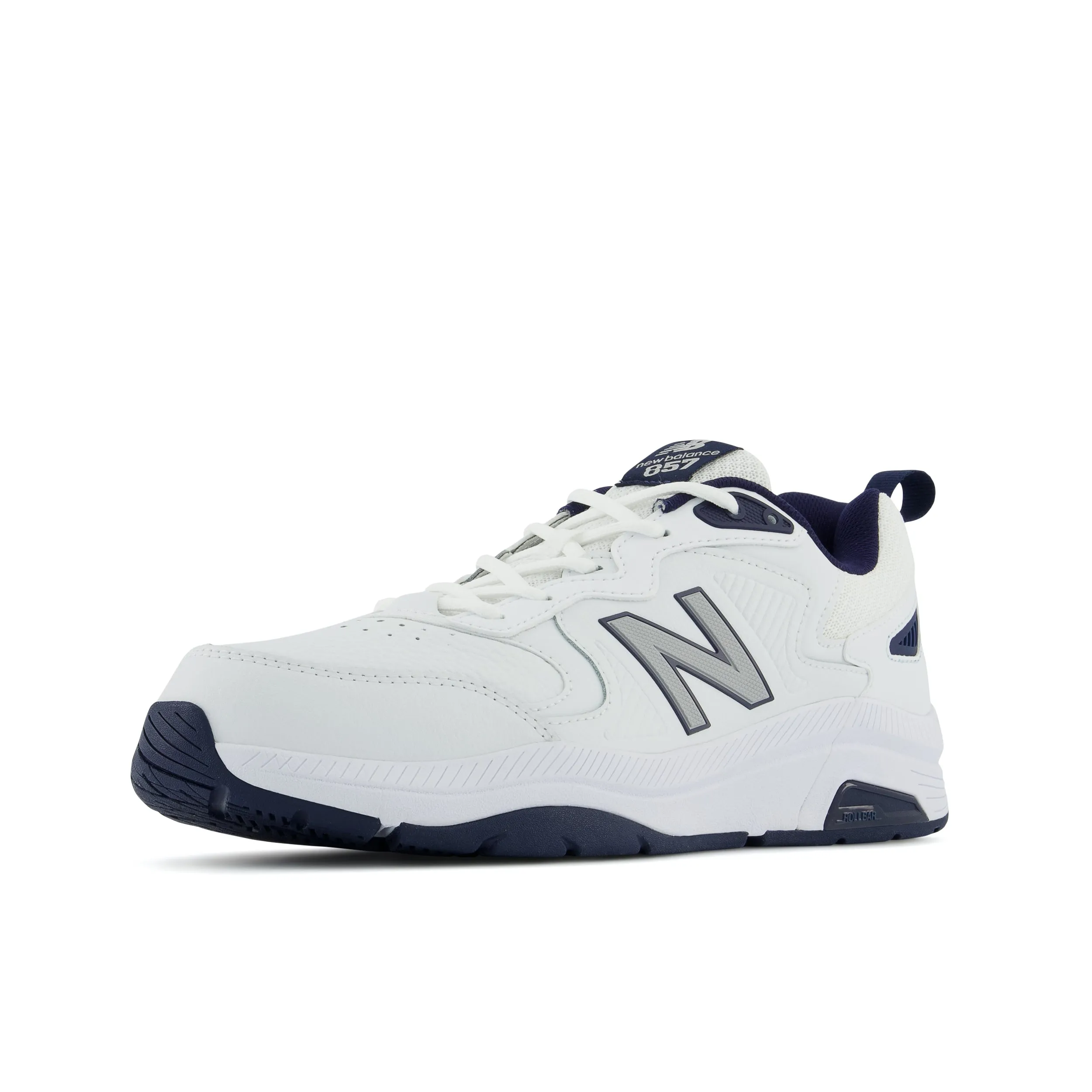 New Balance Men's MX857v3 in White with Navy and Rain Cloud