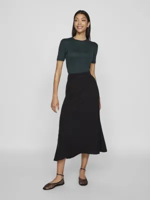 Olina Rib Knit Midi Skirt (Black Beauty)