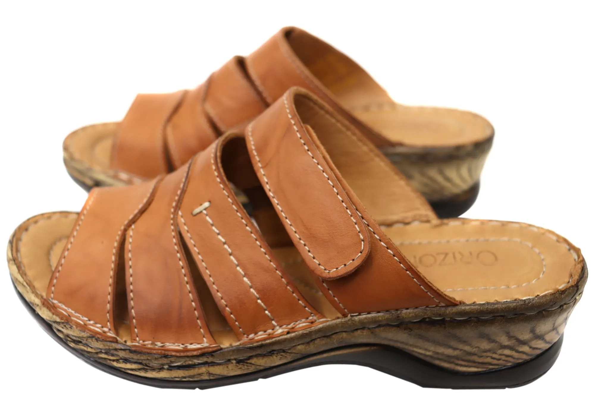 Orizonte Toranto Womens Comfortable European Leather Slides Sandals