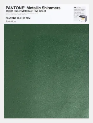 Pantone Metallic Shimmers Textile Paper Metallic Sheet 20-0180 Satin Moss