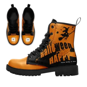 Personalized Halloween Boots, Custom Skull Winter Boots,  Bat Boots for Men and Women