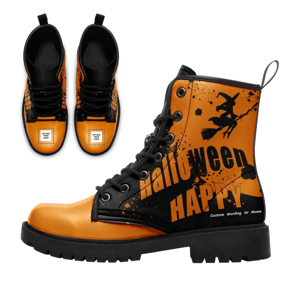 Personalized Halloween Boots, Custom Skull Winter Boots,  Bat Boots for Men and Women