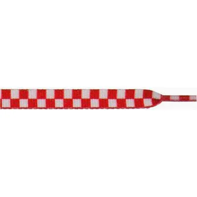 Printed 3/8" Flat Laces - White/Red Checked (1 Pair Pack) Shoelaces