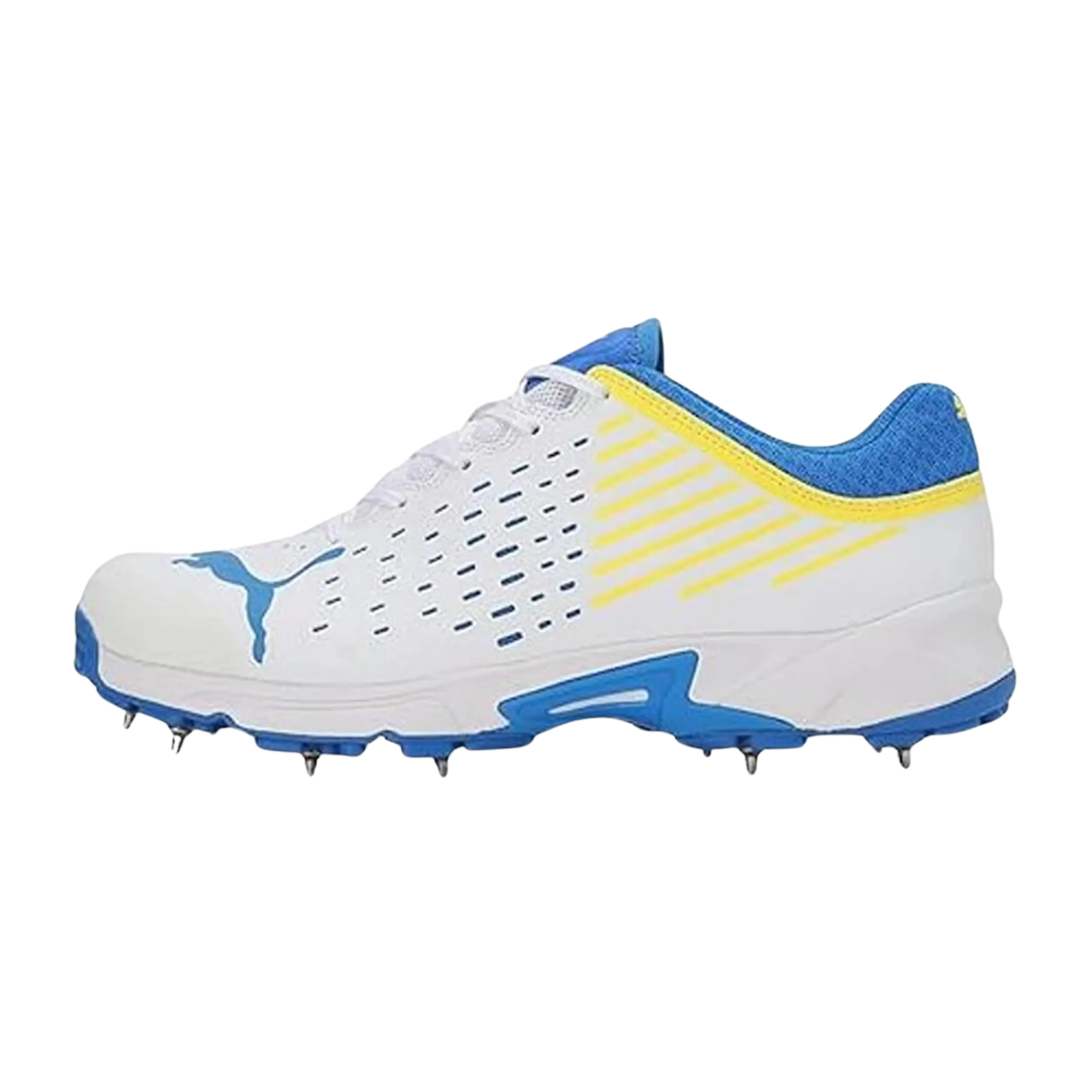 Puma Mens Spike 22.1 Cricket Shoe White/Ultra-Blue-Yellow - 10666807