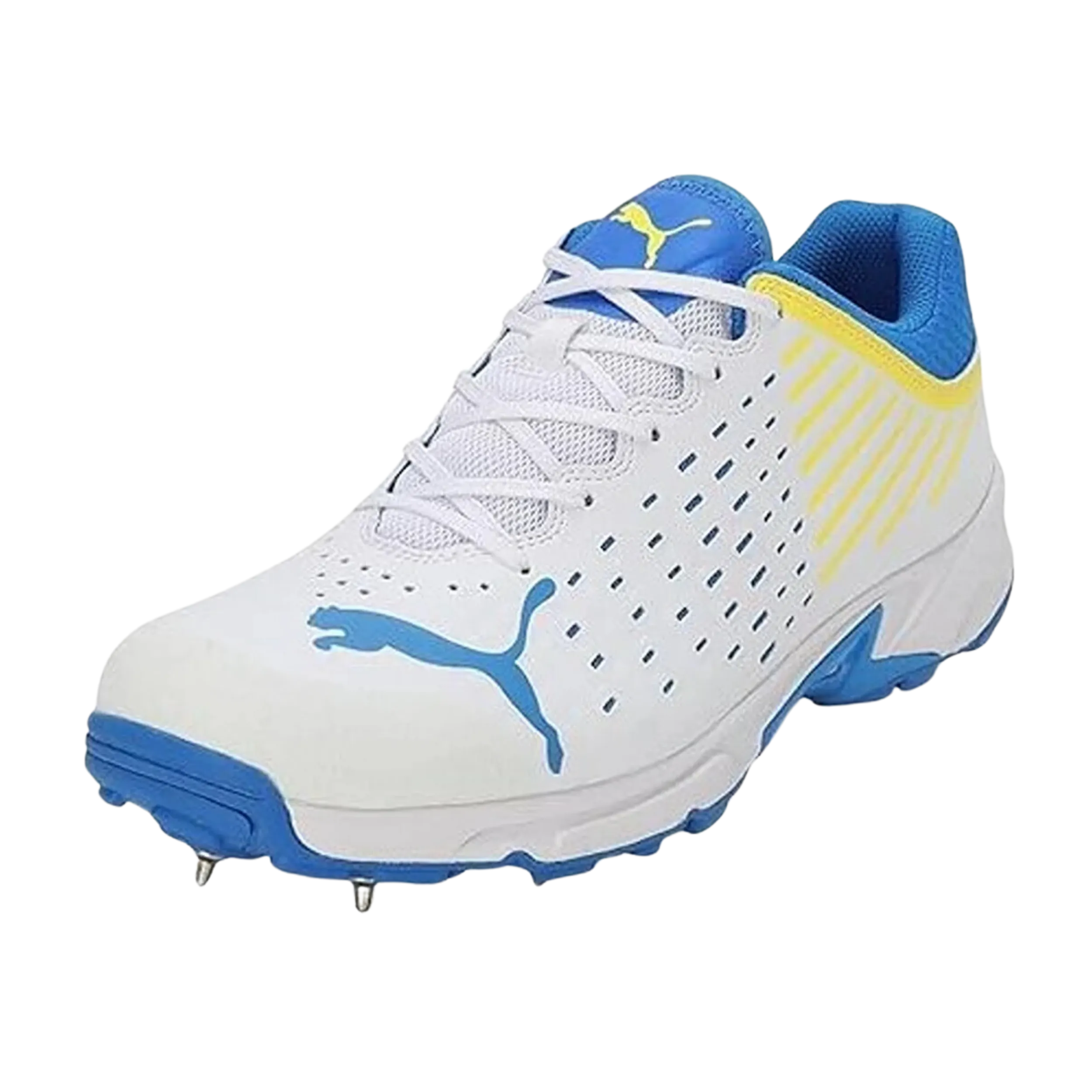 Puma Mens Spike 22.1 Cricket Shoe White/Ultra-Blue-Yellow - 10666807