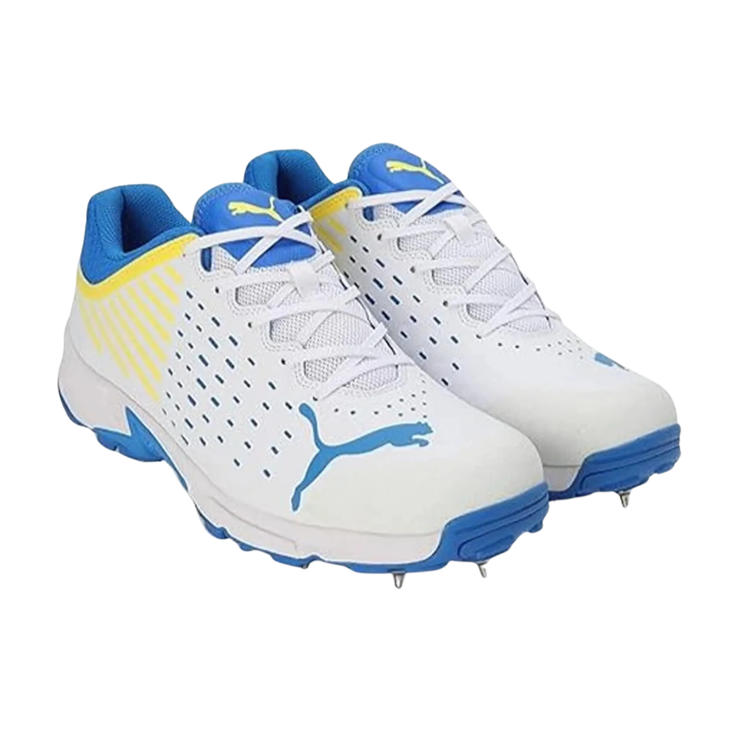 Puma Mens Spike 22.1 Cricket Shoe White/Ultra-Blue-Yellow - 10666807