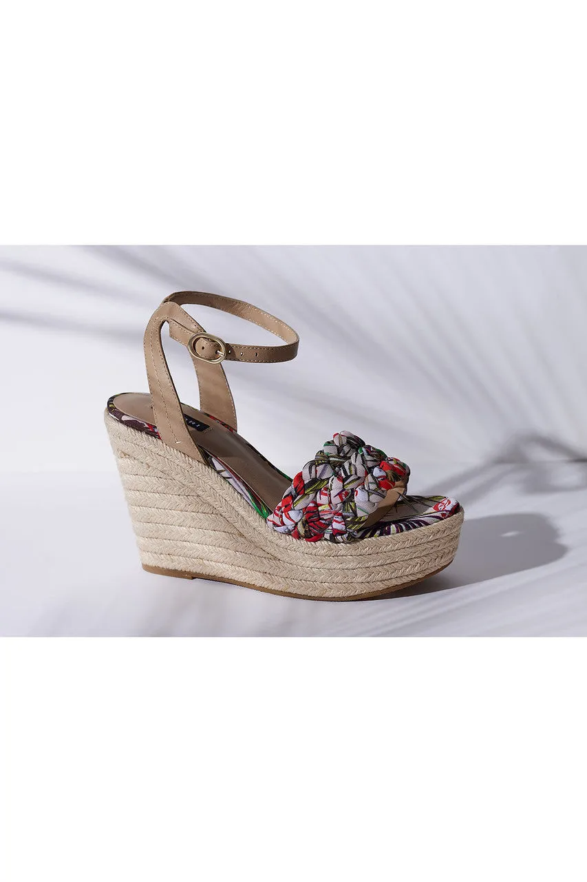 Rae Tropical Braided Wedge Sandals