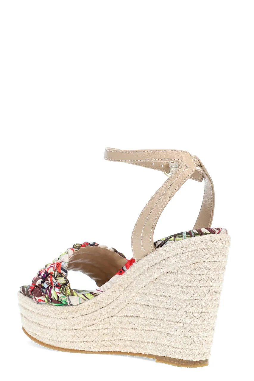 Rae Tropical Braided Wedge Sandals