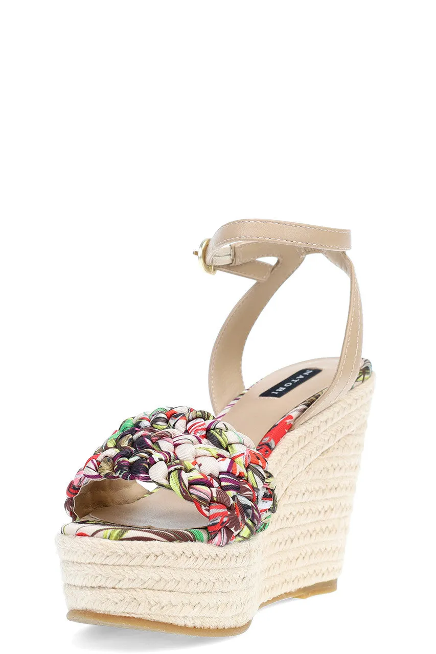 Rae Tropical Braided Wedge Sandals