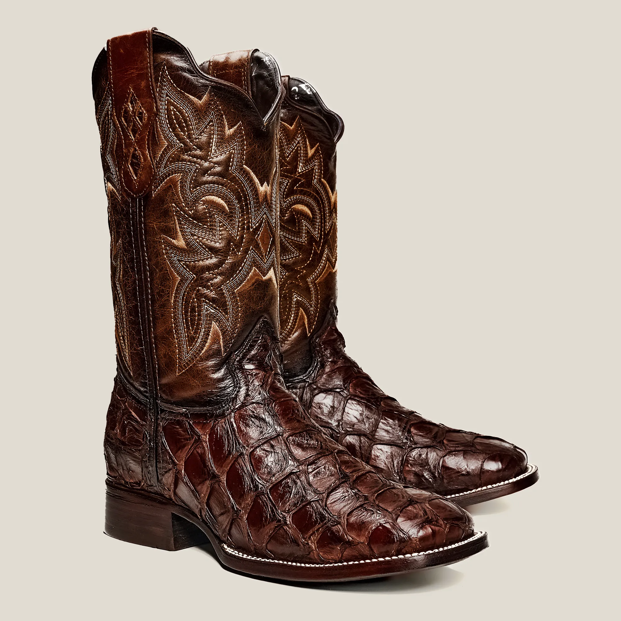 RC 761 Men's Original Pirarucu Monster Fish Boot, Square Toe, Western Boots, Double-Stitched Welt Construction