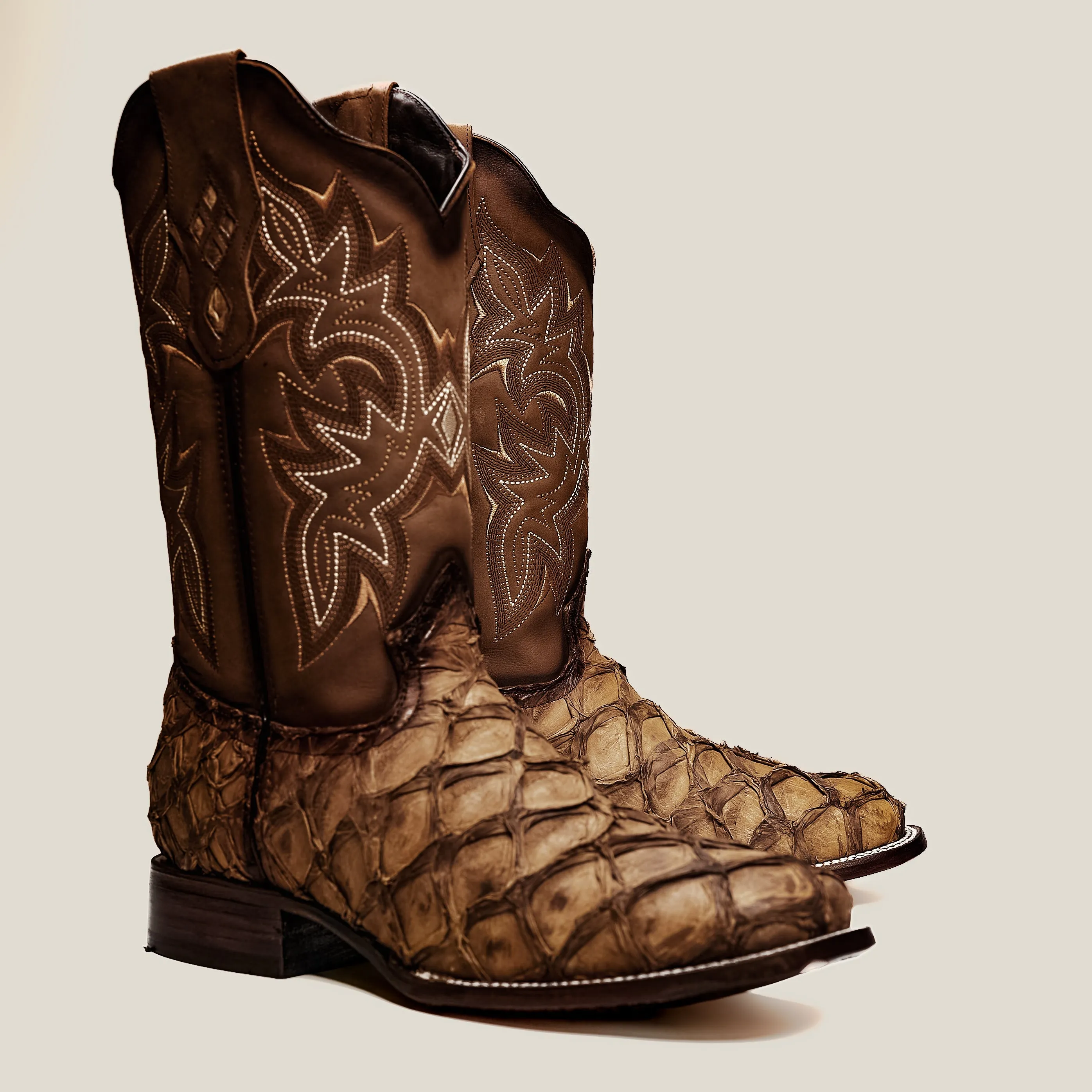 RC 761 Men's Original Pirarucu Monster Fish Boot, Square Toe, Western Boots, Double-Stitched Welt Construction