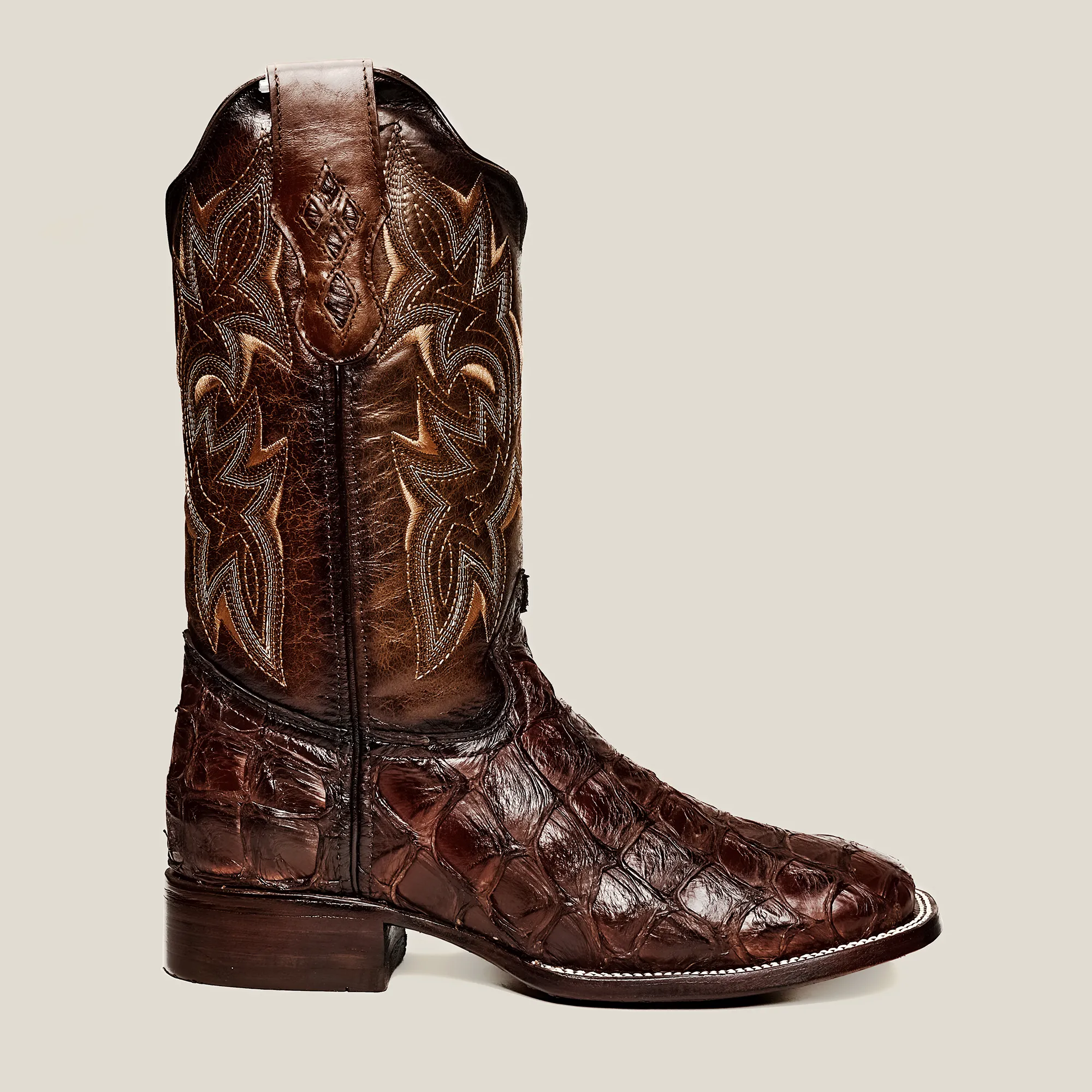 RC 761 Men's Original Pirarucu Monster Fish Boot, Square Toe, Western Boots, Double-Stitched Welt Construction