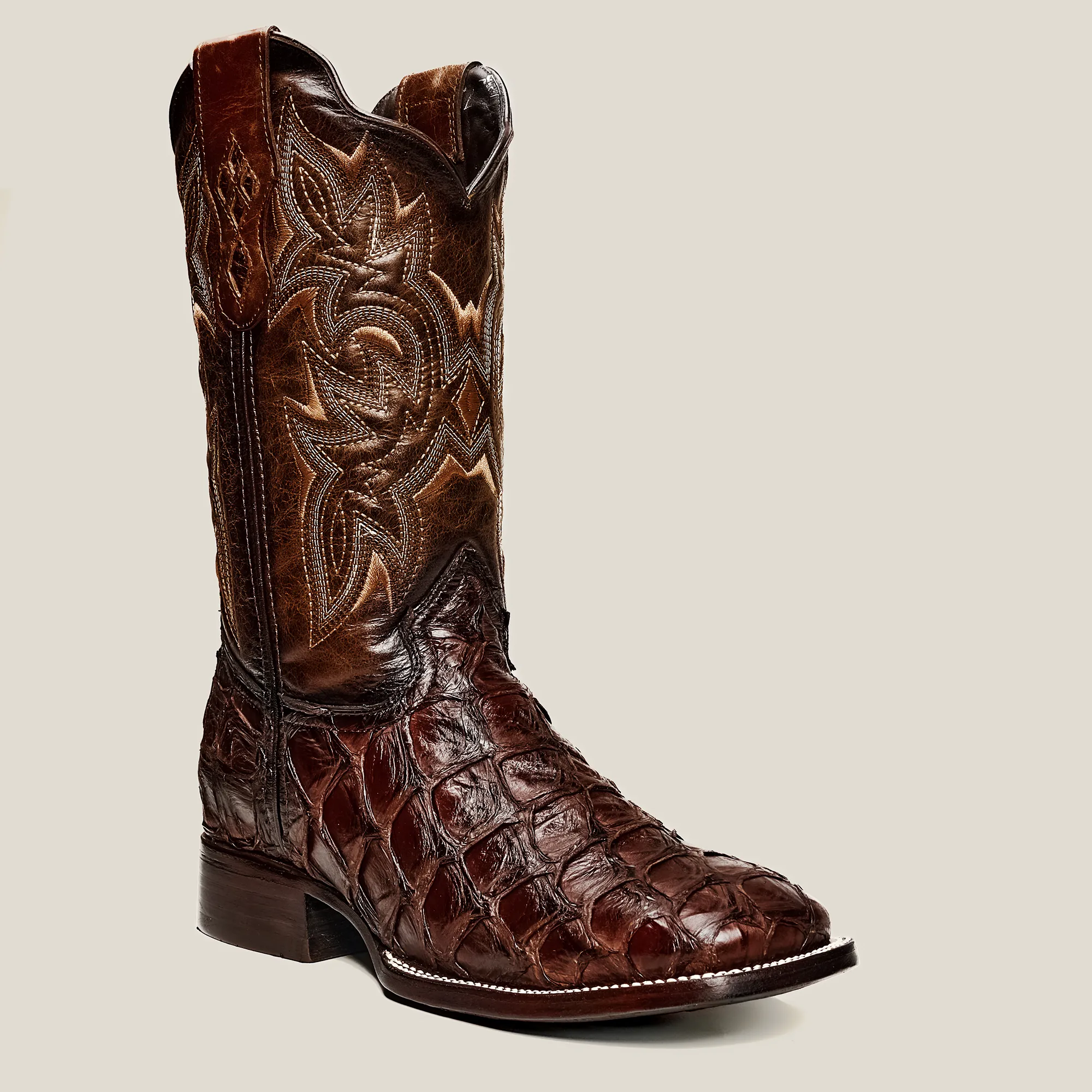 RC 761 Men's Original Pirarucu Monster Fish Boot, Square Toe, Western Boots, Double-Stitched Welt Construction