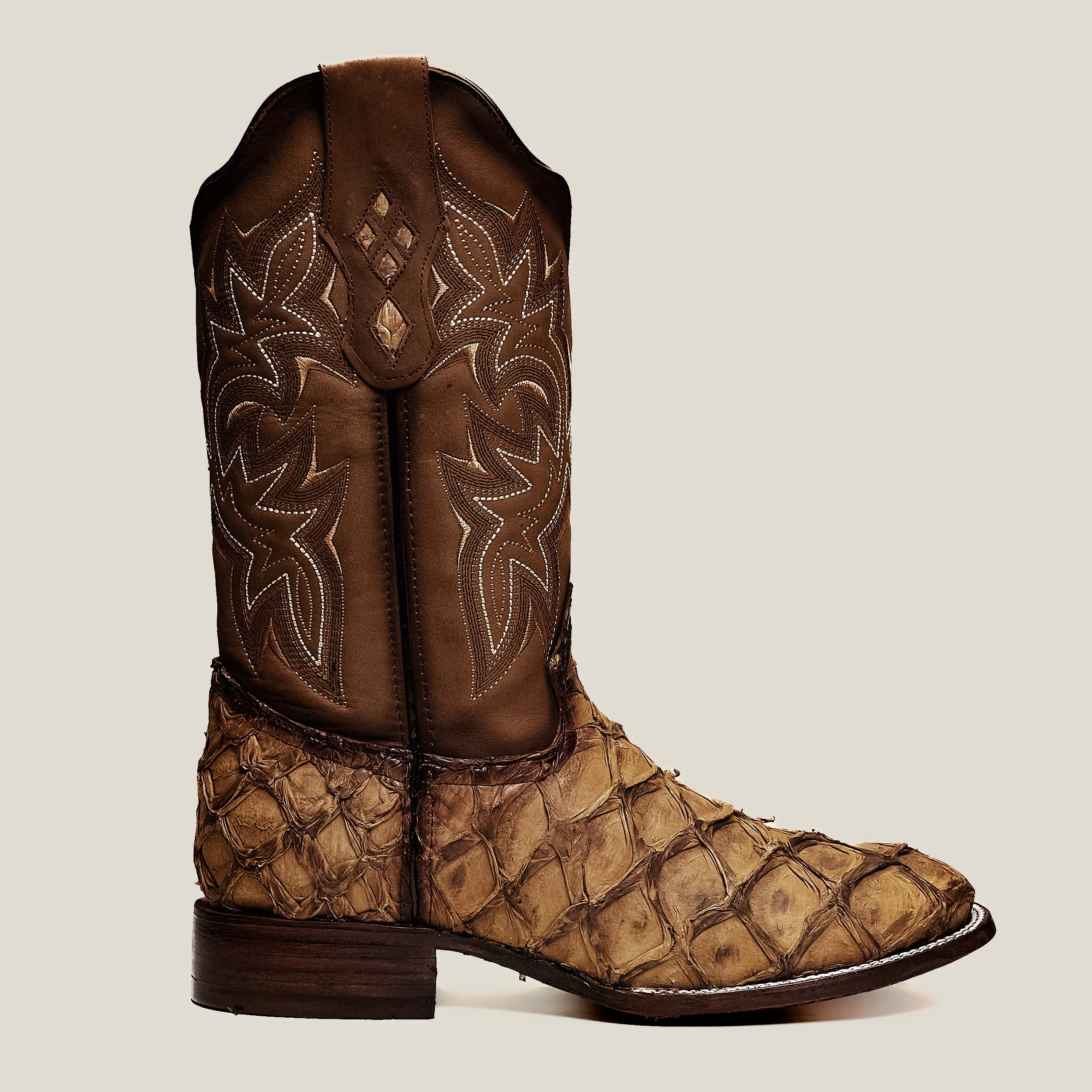 RC 761 Men's Original Pirarucu Monster Fish Boot, Square Toe, Western Boots, Double-Stitched Welt Construction