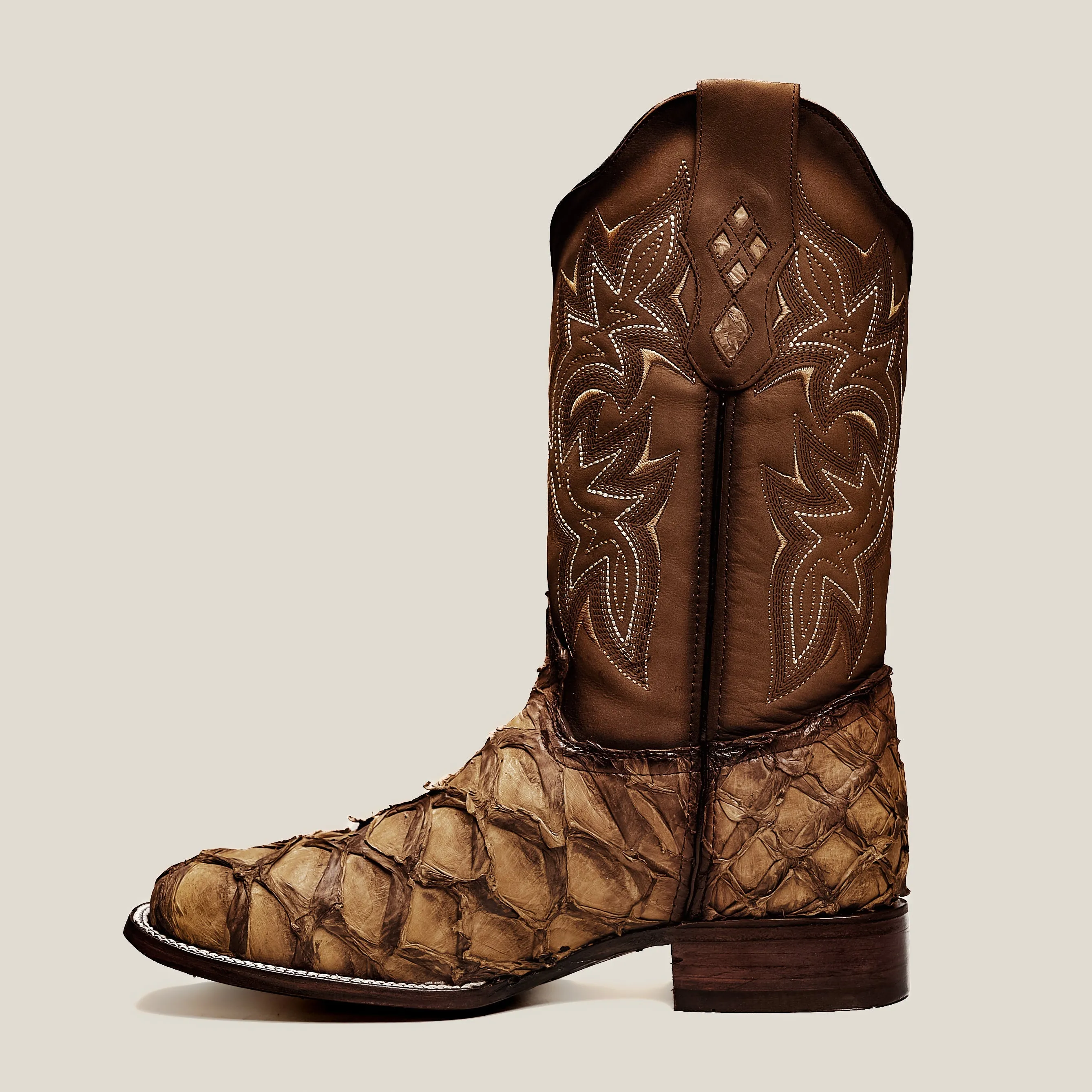 RC 761 Men's Original Pirarucu Monster Fish Boot, Square Toe, Western Boots, Double-Stitched Welt Construction