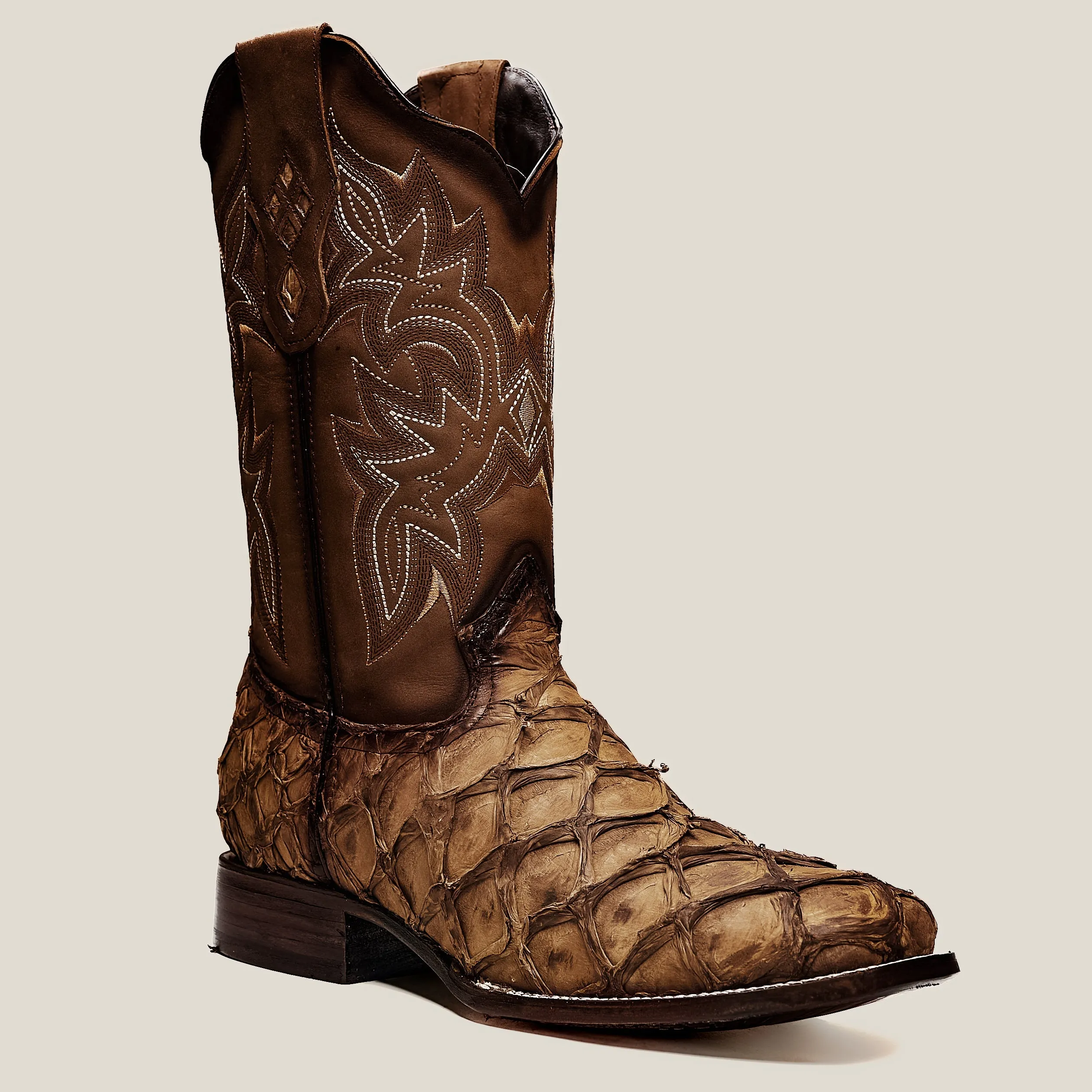 RC 761 Men's Original Pirarucu Monster Fish Boot, Square Toe, Western Boots, Double-Stitched Welt Construction