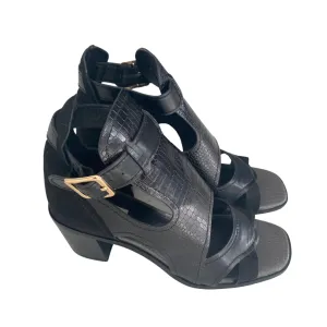 River Island Block Heel Open Toe Sandal Black SIZE 40