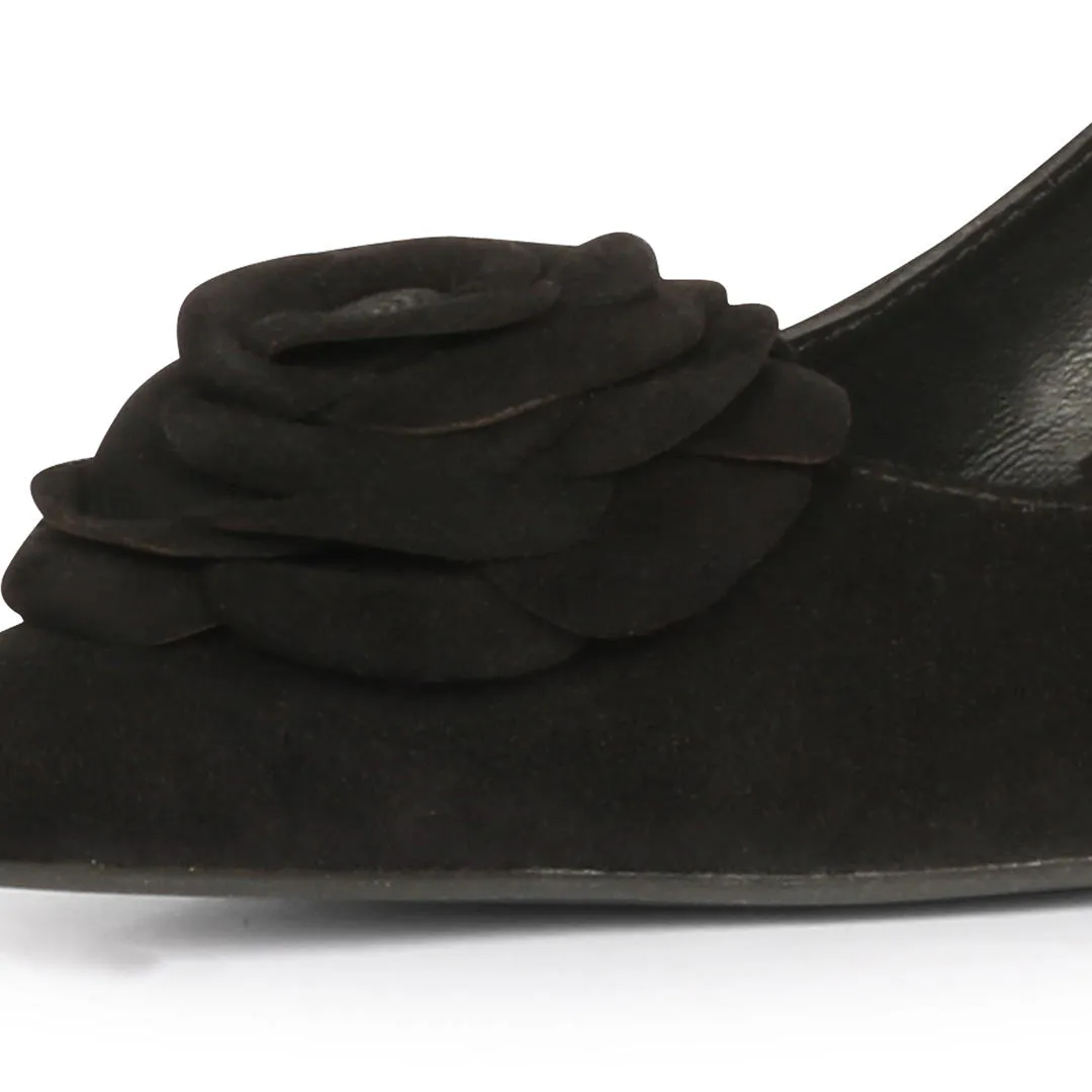 Saint Cora Black Rose Embellished Leather Pumps