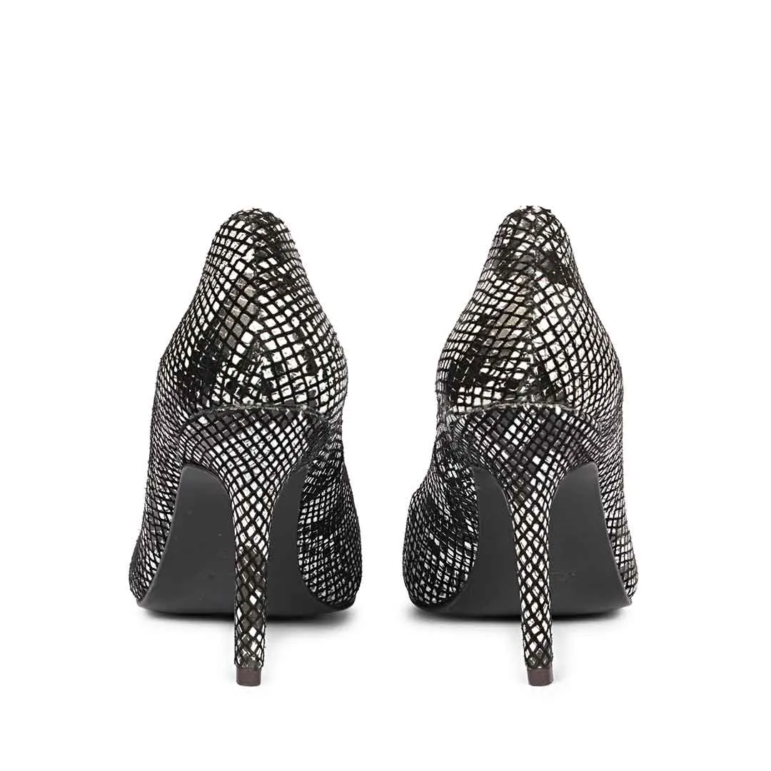 Saint Nella Black Snake Print Leather Pumps