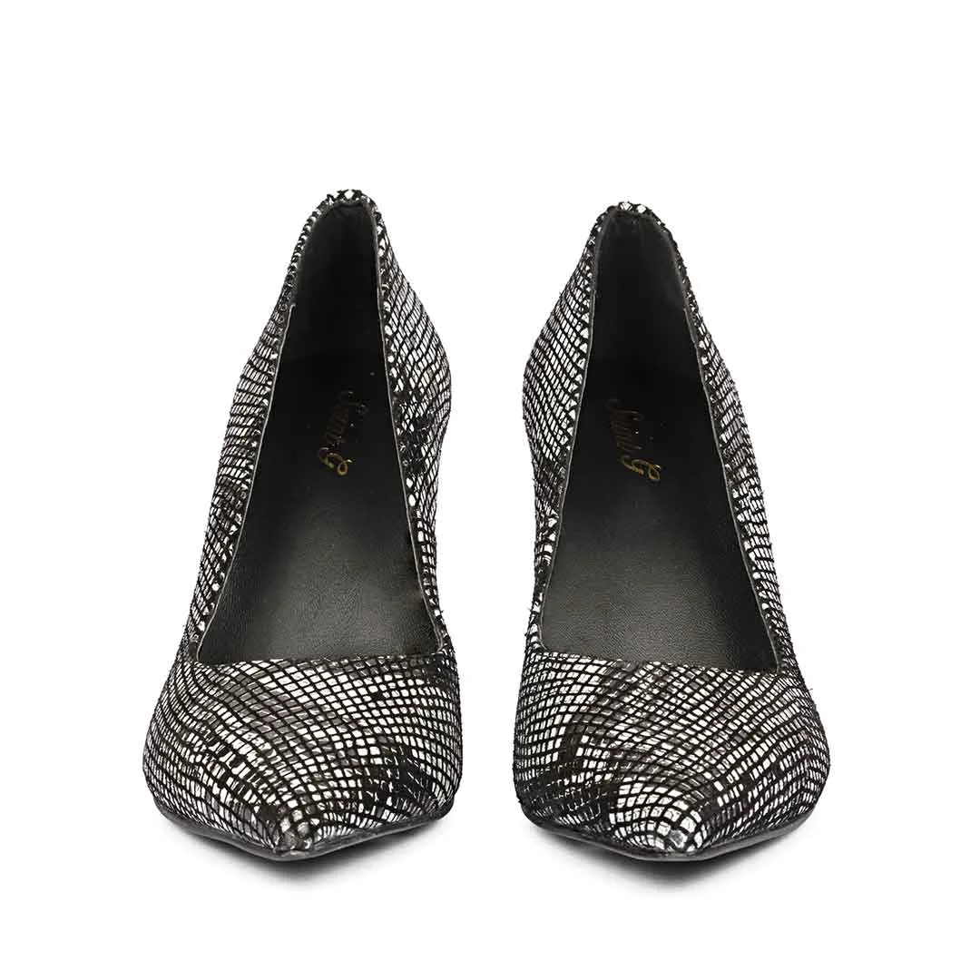 Saint Nella Black Snake Print Leather Pumps