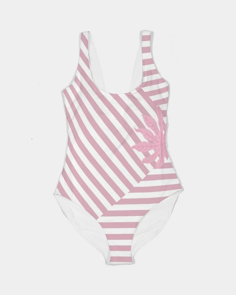 SMF Pink  Flowers Feminine One-Piece Swimsuit