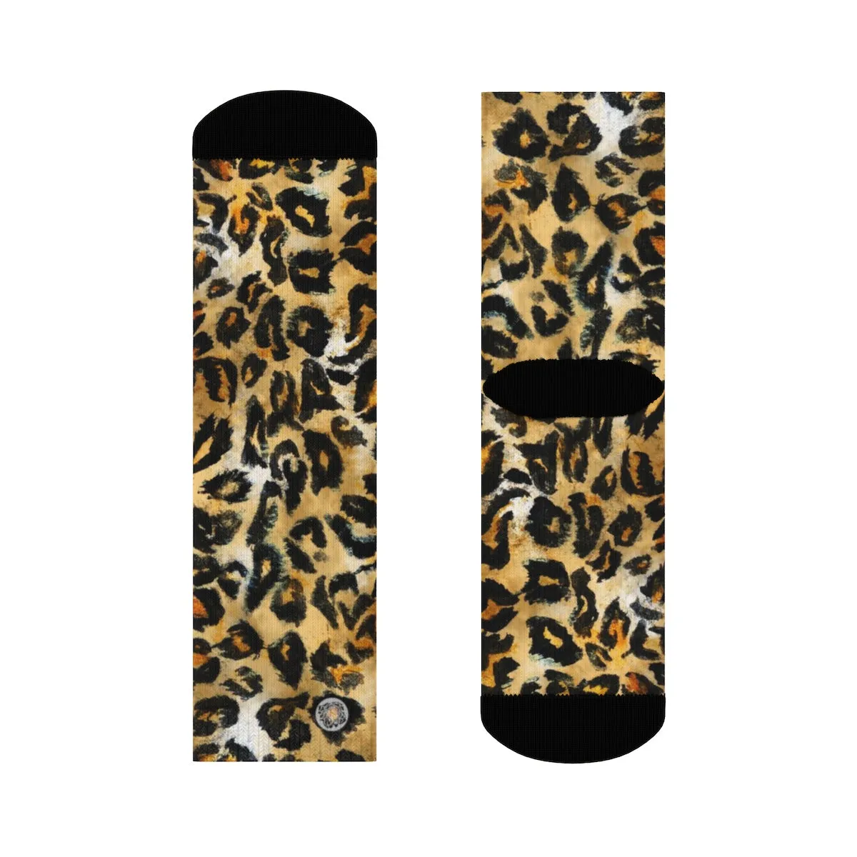 Snow Leopard Animal Skin Print Designer Ankle or Crew Elastic 1 Size Fleece Lined Socks