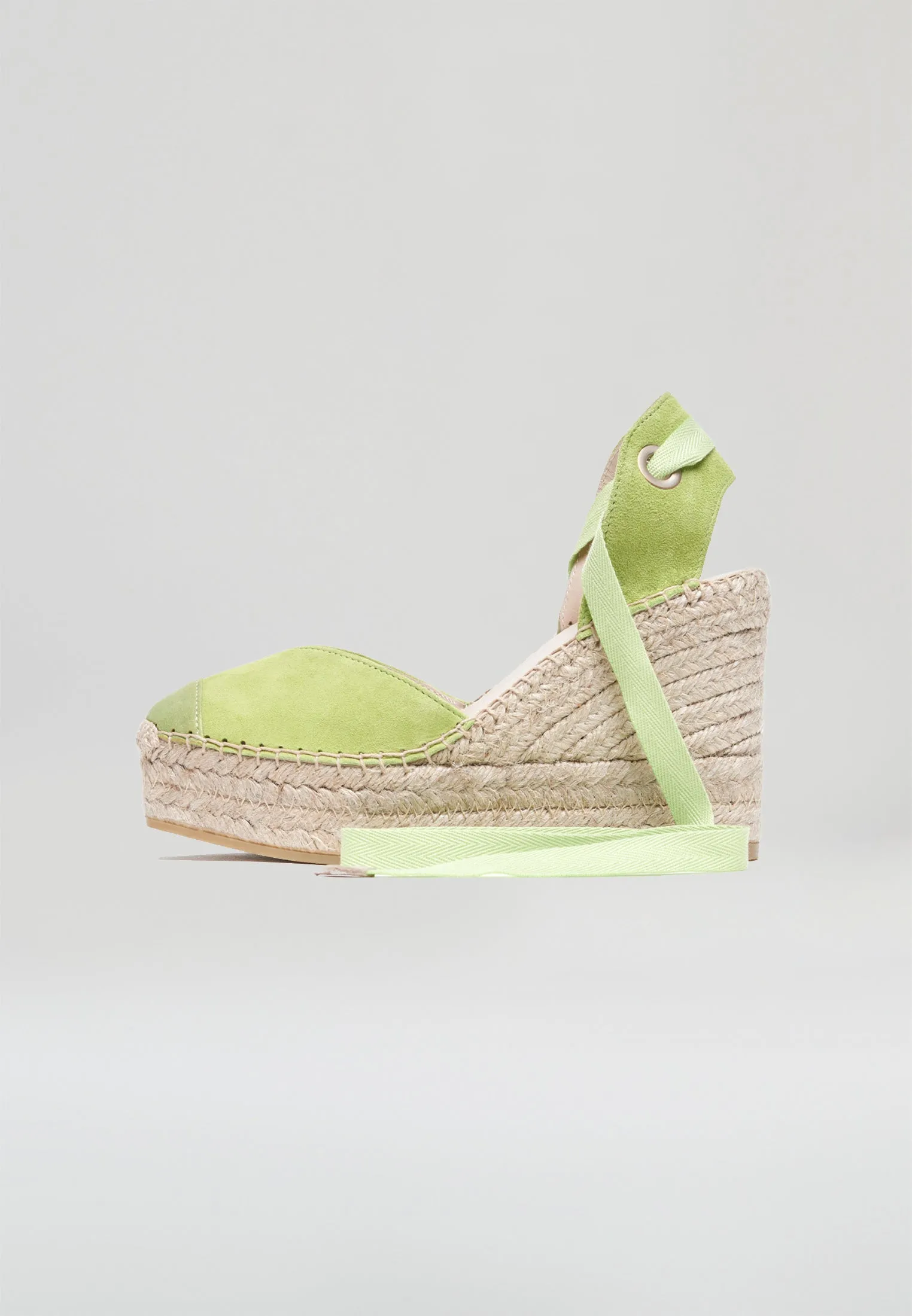 Square Toe Wedges - Lime Suede