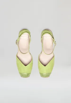 Square Toe Wedges - Lime Suede