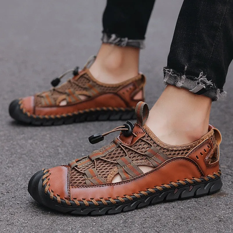 Summer Men's Sandals Outdoor Non-slip Men's Beach Sandals Handmade Genuine Leather Men's Shoes Fashion Men Sneakers