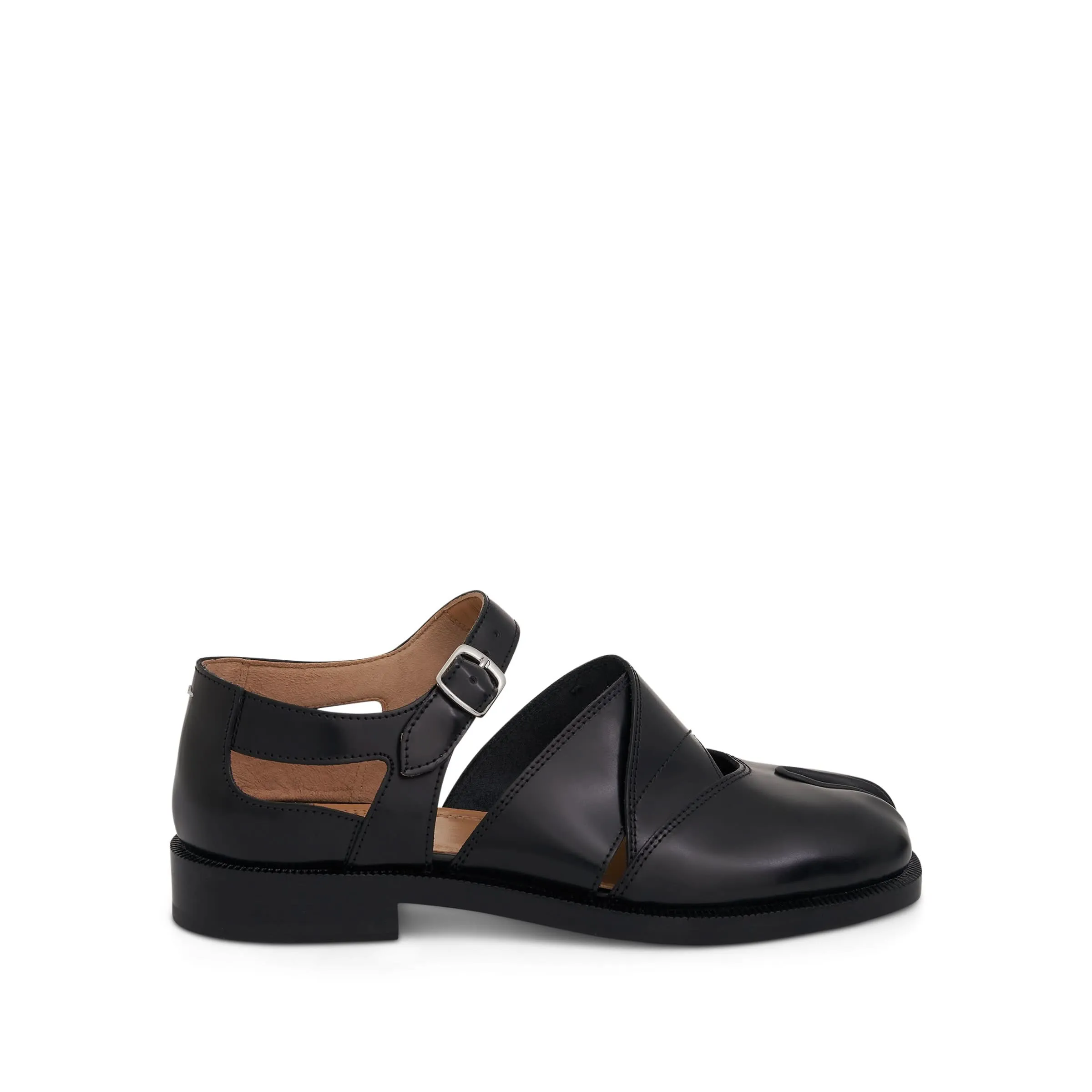 Tabi Toe Cut Out Sandals in Black