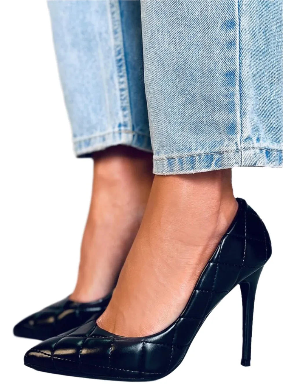 TEEK - Black Quilt Stitch Pumps