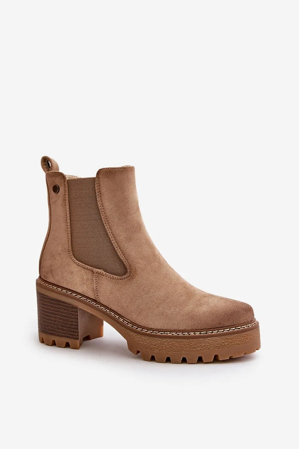 TEEK - Suede Stretch Panel Heeled Boots